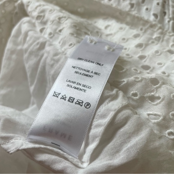 FRAME High Neck Puff Sleeve Keyhole Ivory Ramie Long Sleeve Eyelet Party Top M - Picture 11 of 12